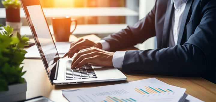 Professional reviewing hospital case-based reimbursement analytics